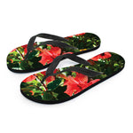 Red Hibiscus Flowers Print Flip Flops