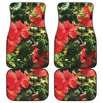 Red Hibiscus Flowers Print Front and Back Car Floor Mats