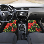 Red Hibiscus Flowers Print Front and Back Car Floor Mats