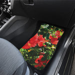 Red Hibiscus Flowers Print Front and Back Car Floor Mats