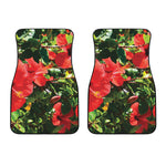 Red Hibiscus Flowers Print Front Car Floor Mats