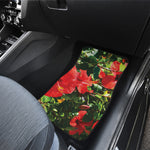 Red Hibiscus Flowers Print Front Car Floor Mats