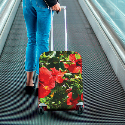 Red Hibiscus Flowers Print Luggage Cover
