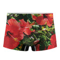 Red Hibiscus Flowers Print Men's Boxer Briefs