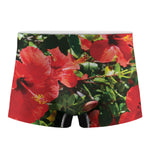 Red Hibiscus Flowers Print Men's Boxer Briefs