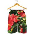 Red Hibiscus Flowers Print Men's Shorts