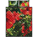 Red Hibiscus Flowers Print Quilt Bed Set