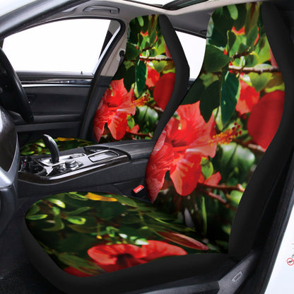 Red Hibiscus Flowers Print Universal Fit Car Seat Covers