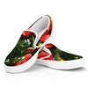 Red Hibiscus Flowers Print White Slip On Shoes