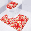 Red Hibiscus Plumeria Pattern Print 3 Piece Bath Mat Set