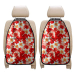 Red Hibiscus Plumeria Pattern Print Car Seat Organizers
