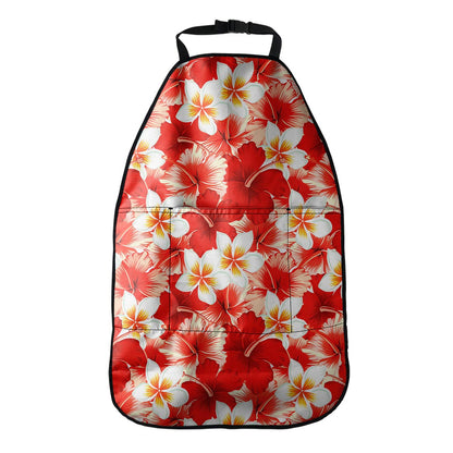 Red Hibiscus Plumeria Pattern Print Car Seat Organizers