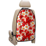 Red Hibiscus Plumeria Pattern Print Car Seat Organizers