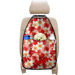 Red Hibiscus Plumeria Pattern Print Car Seat Organizers