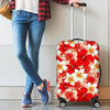 Red Hibiscus Plumeria Pattern Print Luggage Cover GearFrost