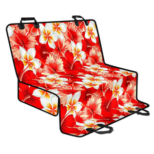 Red Hibiscus Plumeria Pattern Print Pet Car Back Seat Cover