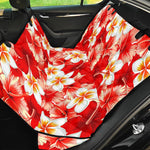 Red Hibiscus Plumeria Pattern Print Pet Car Back Seat Cover