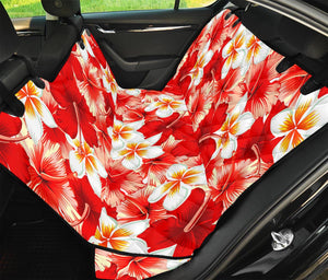 Red Hibiscus Plumeria Pattern Print Pet Car Back Seat Cover