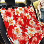 Red Hibiscus Plumeria Pattern Print Pet Car Back Seat Cover