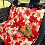 Red Hibiscus Plumeria Pattern Print Pet Car Back Seat Cover