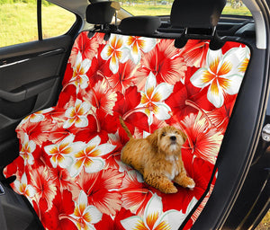 Red Hibiscus Plumeria Pattern Print Pet Car Back Seat Cover