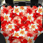 Red Hibiscus Plumeria Pattern Print Pet Car Back Seat Cover