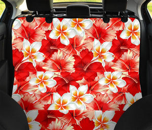 Red Hibiscus Plumeria Pattern Print Pet Car Back Seat Cover