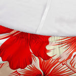 Red Hibiscus Plumeria Pattern Print Sofa Cover