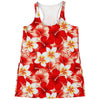 Red Hibiscus Plumeria Pattern Print Women's Racerback Tank Top