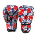 Red Hibiscus Tropical Pattern Print Boxing Gloves