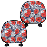 Red Hibiscus Tropical Pattern Print Car Headrest Covers