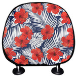 Red Hibiscus Tropical Pattern Print Car Headrest Covers