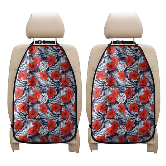 Red Hibiscus Tropical Pattern Print Car Seat Organizers