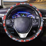 Red Hibiscus Tropical Pattern Print Car Steering Wheel Cover