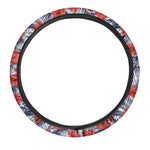 Red Hibiscus Tropical Pattern Print Car Steering Wheel Cover