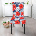 Red Hibiscus Tropical Pattern Print Dining Chair Slipcover