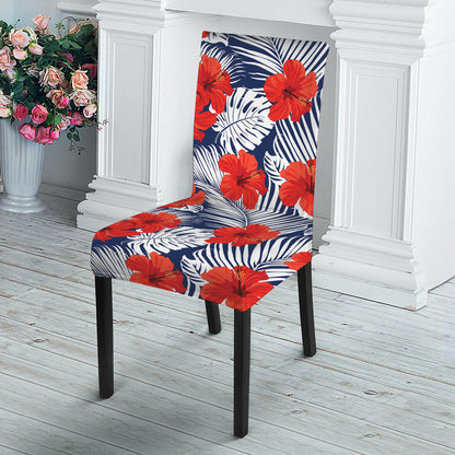 Red Hibiscus Tropical Pattern Print Dining Chair Slipcover