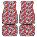 Red Hibiscus Tropical Pattern Print Front and Back Car Floor Mats