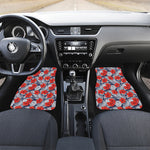 Red Hibiscus Tropical Pattern Print Front and Back Car Floor Mats
