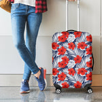 Red Hibiscus Tropical Pattern Print Luggage Cover