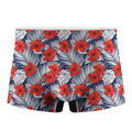 Red Hibiscus Tropical Pattern Print Men's Boxer Briefs