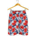 Red Hibiscus Tropical Pattern Print Men's Shorts