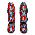 Red Hibiscus Tropical Pattern Print Muay Thai Shin Guards