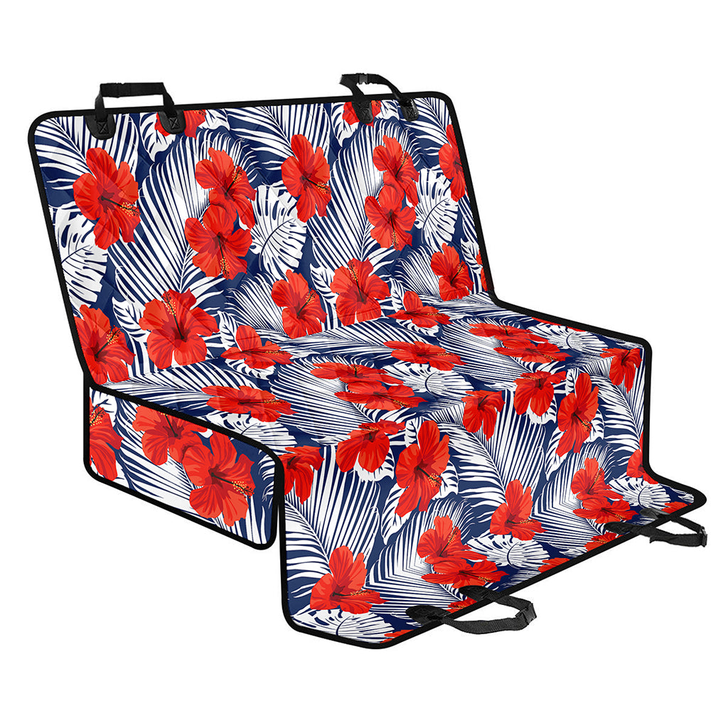 Red Hibiscus Tropical Pattern Print Pet Car Back Seat Cover