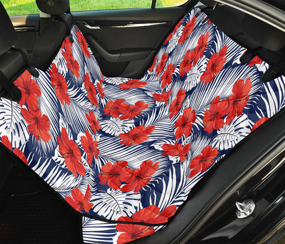 Red Hibiscus Tropical Pattern Print Pet Car Back Seat Cover