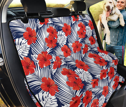 Red Hibiscus Tropical Pattern Print Pet Car Back Seat Cover