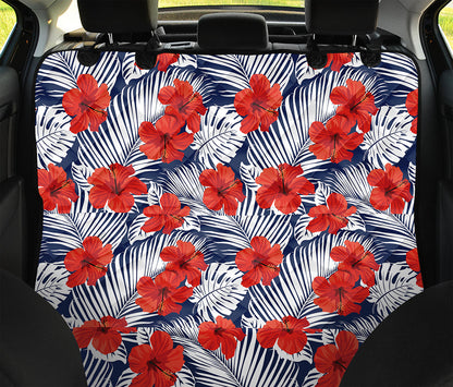 Red Hibiscus Tropical Pattern Print Pet Car Back Seat Cover