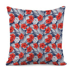Red Hibiscus Tropical Pattern Print Pillow Cover