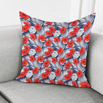 Red Hibiscus Tropical Pattern Print Pillow Cover