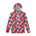 Red Hibiscus Tropical Pattern Print Pullover Hoodie